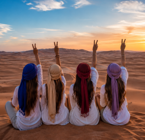 Mujeres viajando solas por Marruecos en el desierto